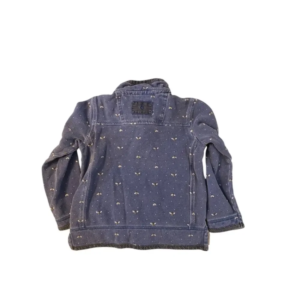 Fat Face UK Kids Cotton Pique Quarter Zip Pullover Blue Bee 10